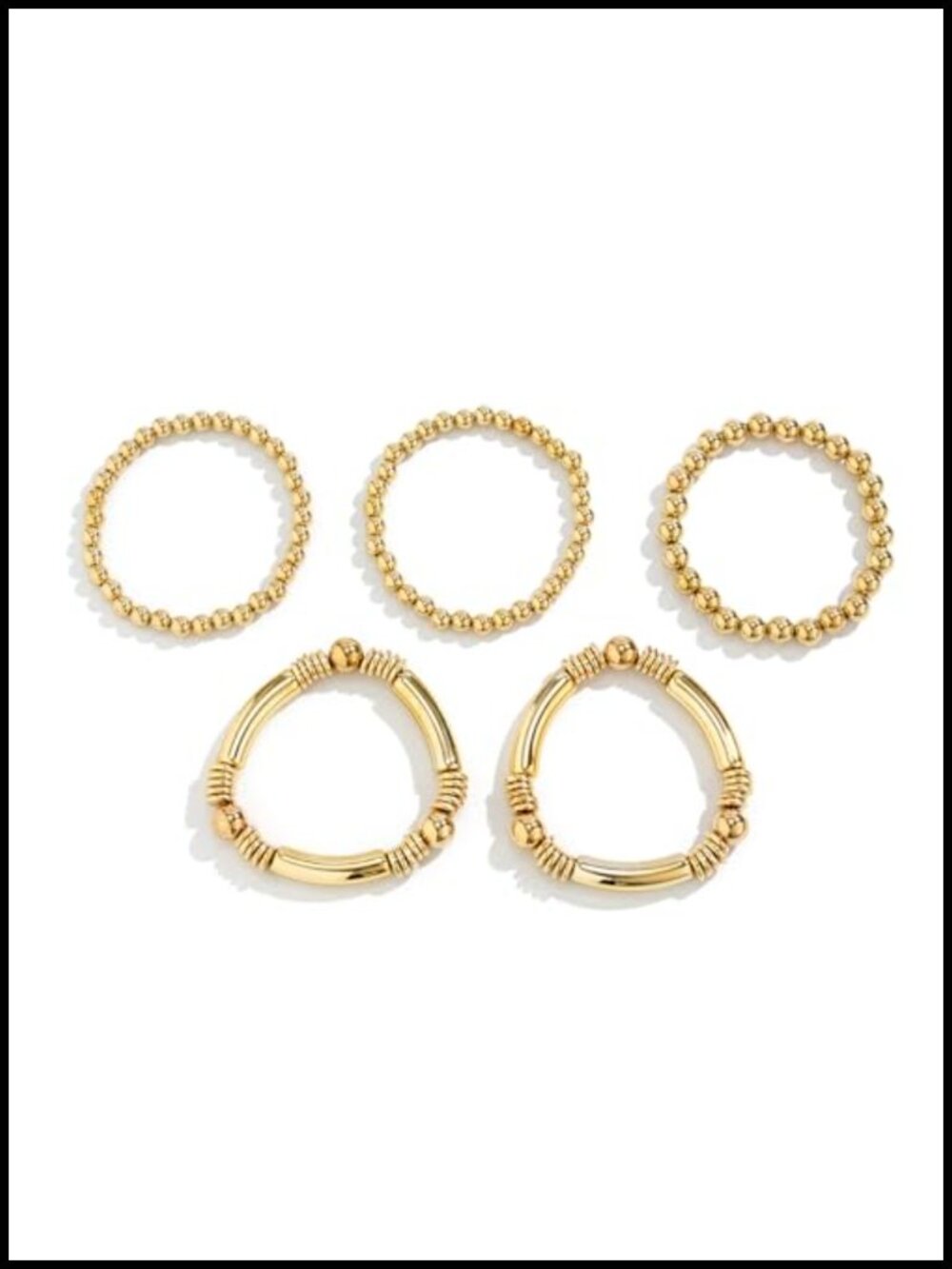 5-Piece Stackable Beaded Bangle Bracelet Set for Women Curve Tube Design